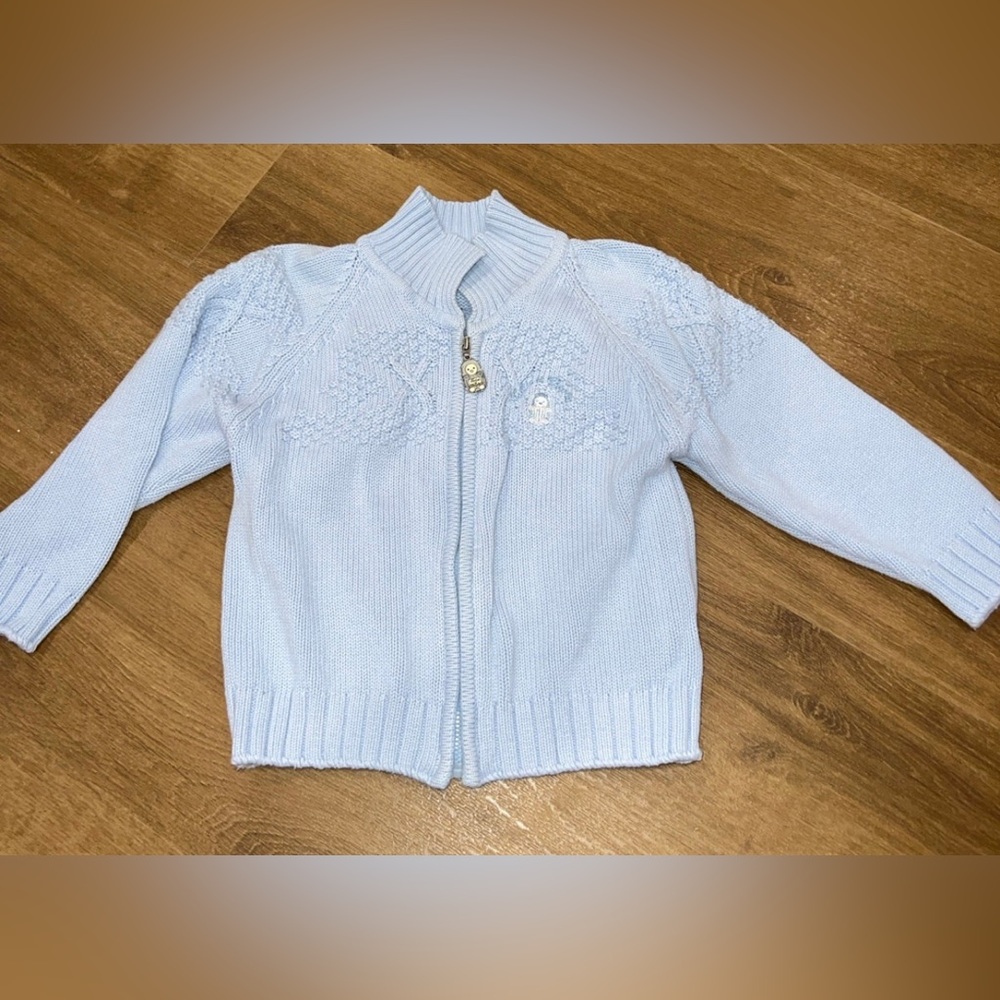 tartine et Chocolat light blue zip up sweater